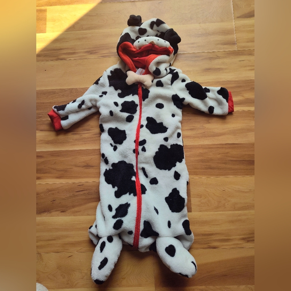 Dalmatian Hooded Onesie with Red Accents